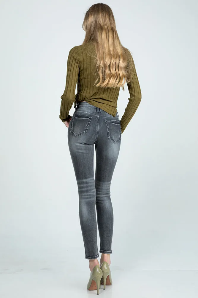 Mid Rise Skinny Button Fly Jeans