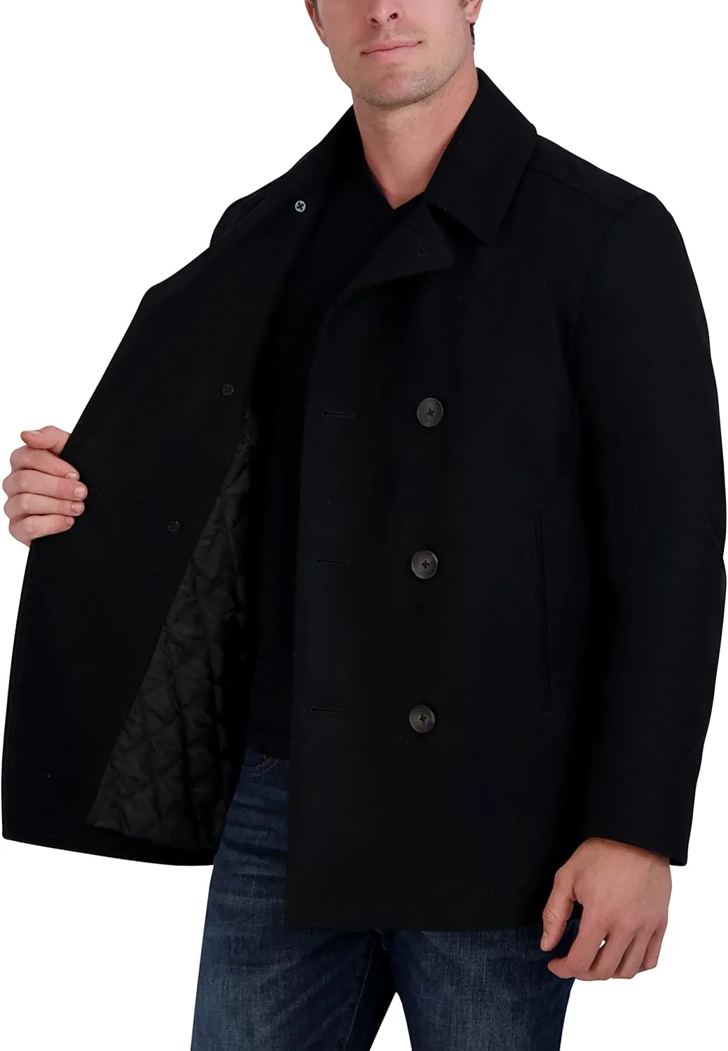 Nautica Men's Peacoat Wool Blend Double Breasted Winter Trench Coat