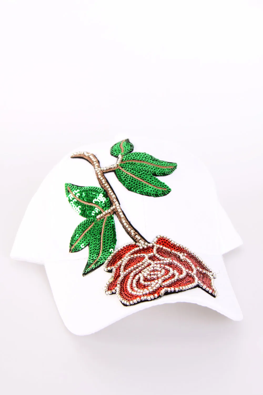 Rose Embroidered Sequins Beads Baseball Cap