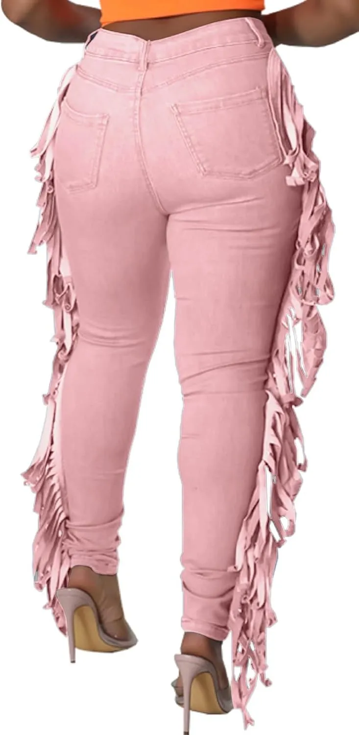 SeNight Women's High Waisted Ripped Jeans Cut Out Destroyed Distressed Denim Pants