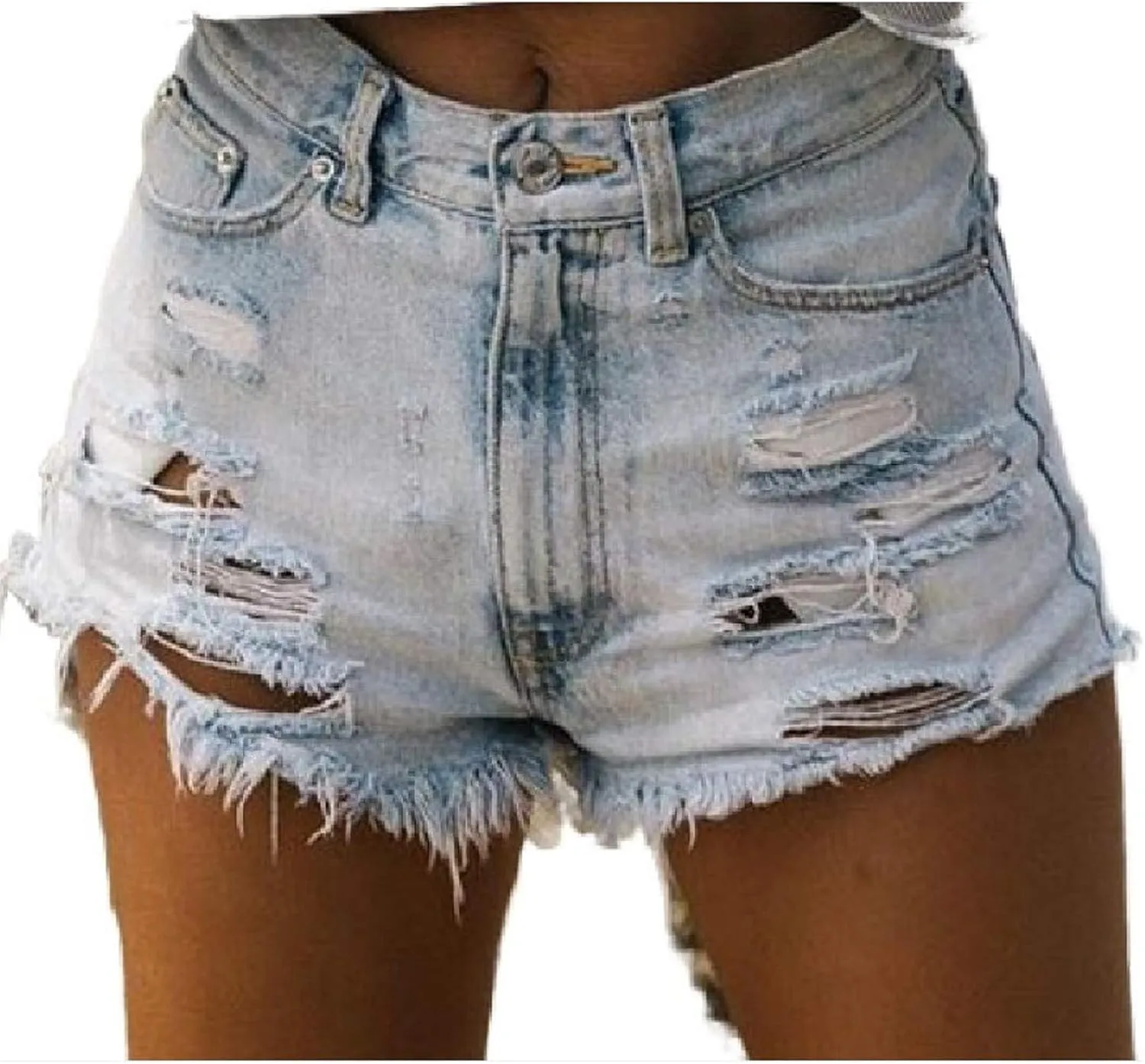 Shorts for Women Denim High Waisted Mid Rise Womens Jean Shorts Ripped Stretchy Frayed Distressed Stretchy Shorts for Women