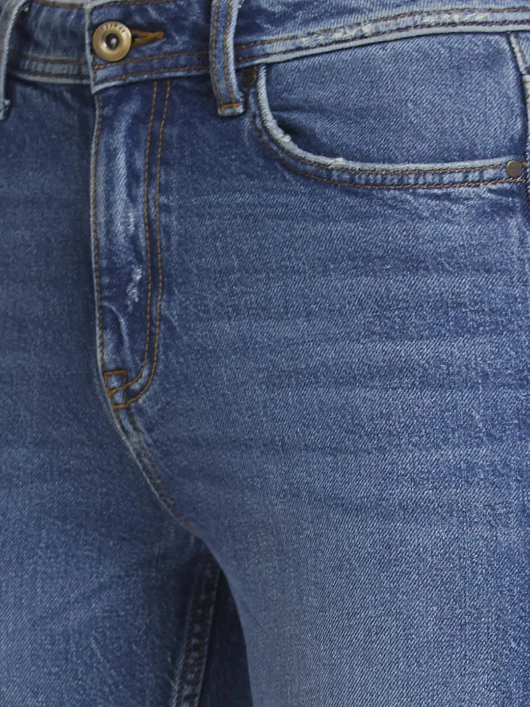 Spykar Women Mid Blue Cotton Mom Fit Ankle Length Highly Distressed Jeans -(Amora)