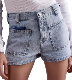 Stretchy Jean Shorts Womens Summer Casual Mid Rise Skinny Hot Denim Short with Pockets