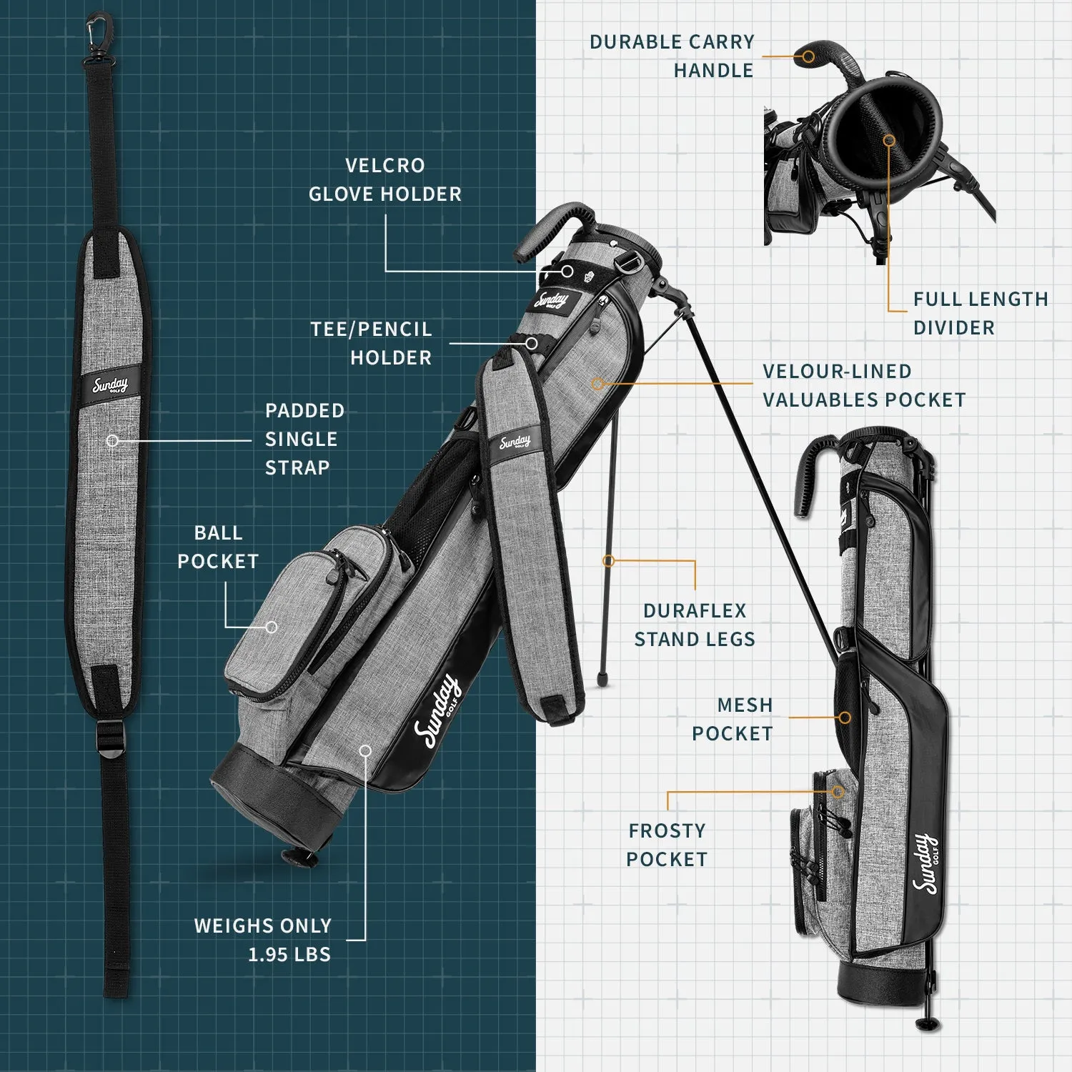 The Loma | Heather Gray Par 3 Bag