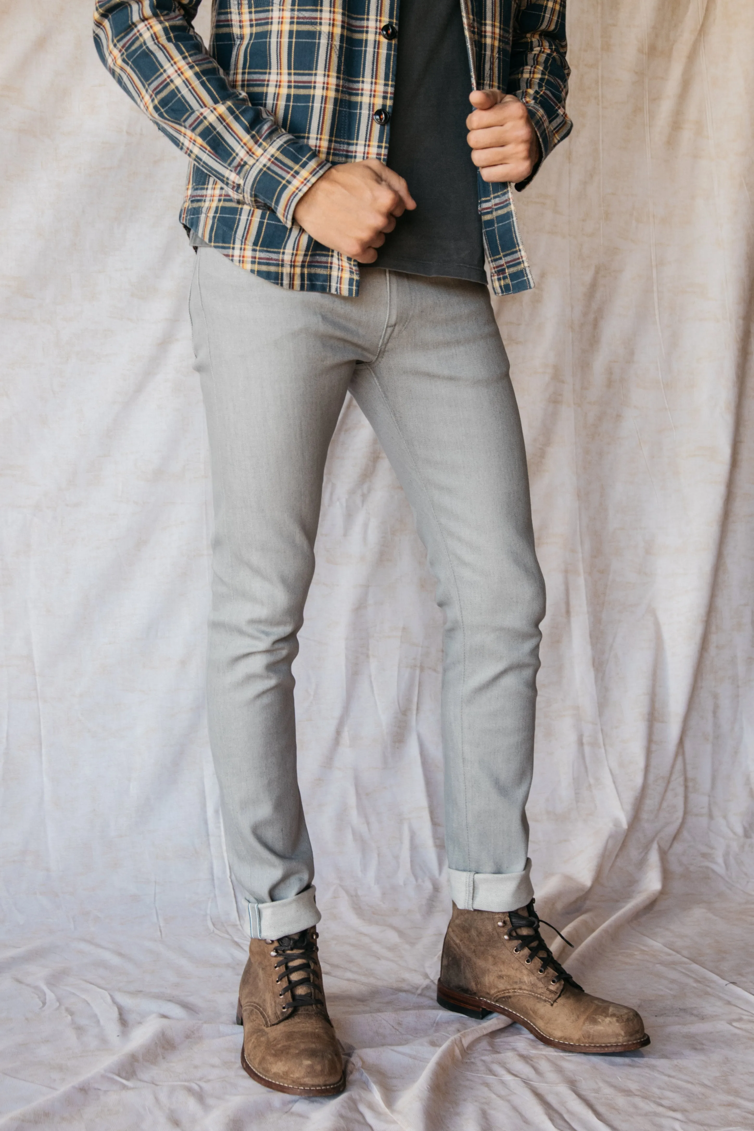 The Pen Slim - Silver Gray Raw 14oz Selvedge