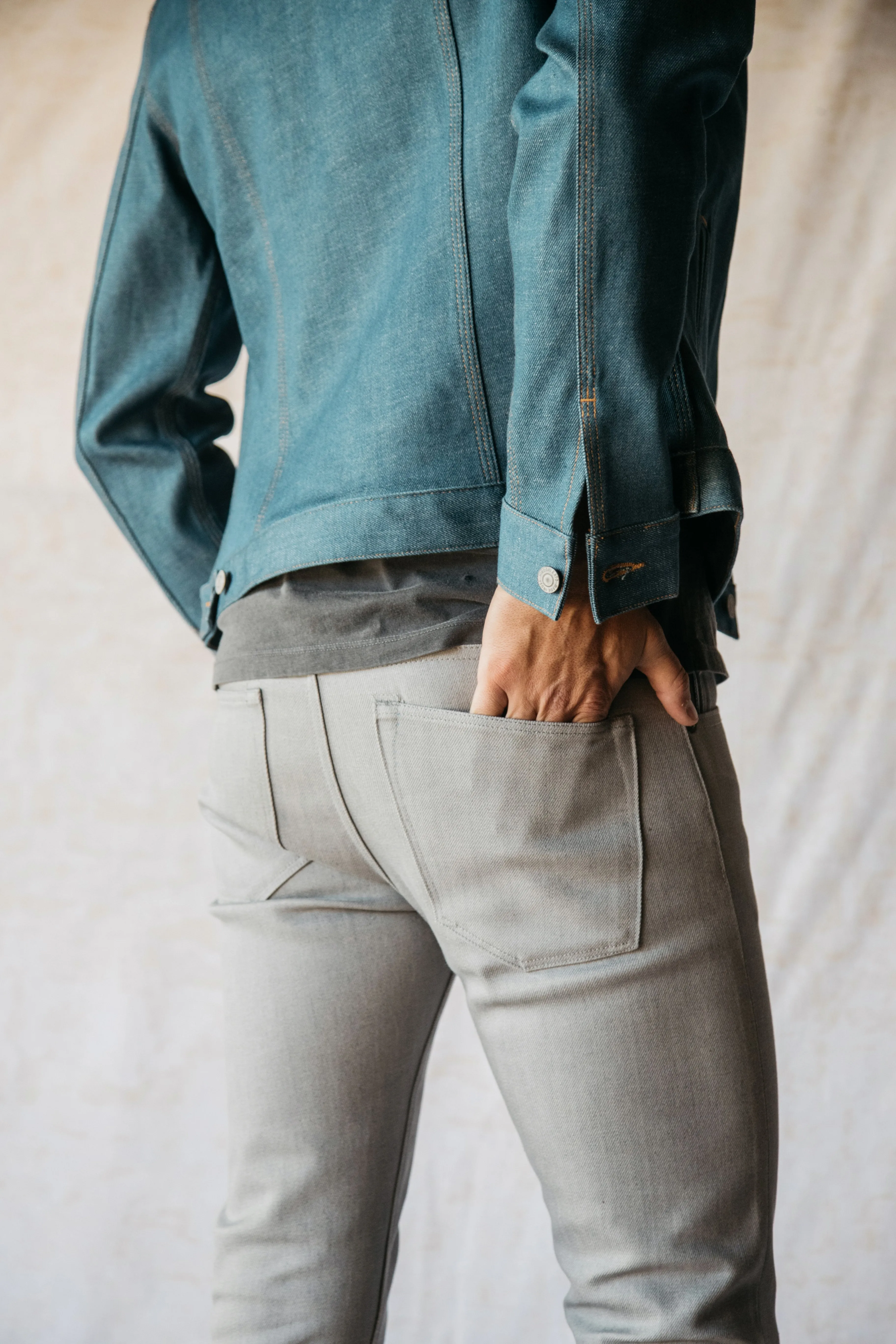 The Pen Slim - Silver Gray Raw 14oz Selvedge