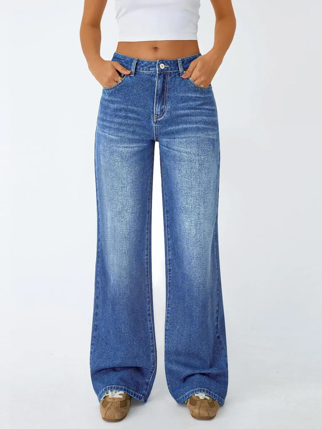 Trendy Queen Jeans for Women Wide Straight Leg High Waisted Stretchy Baggy Jeans Fashion Loose Denim Pants Summer 2025