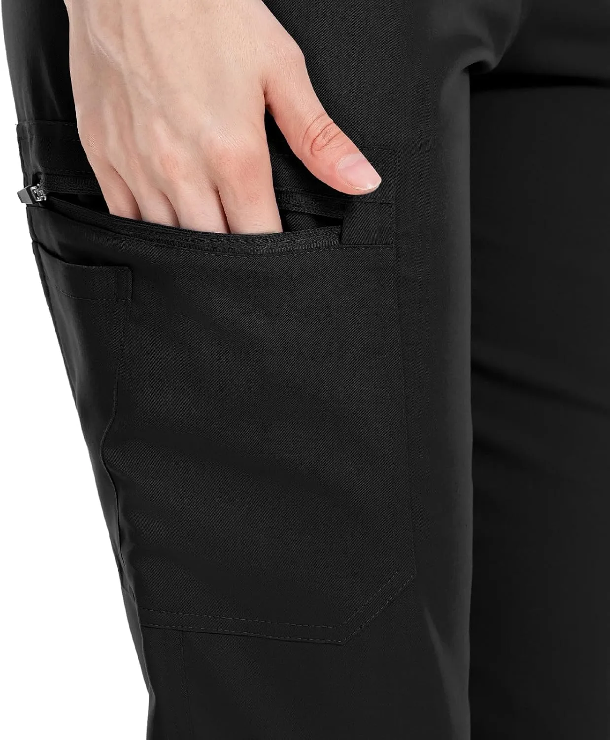 VIAOLI Scrubs for Women Set Modern V-Neck Top & 8 Pocket Jogger Pants Athletic Nursing Uniform Solid Stretch Workwear