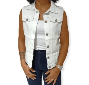 Women Jeans Vest - white