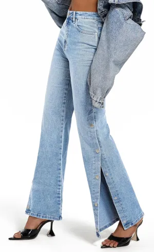 Womens Jeans Hig Waisted Straight Leg Loose Stretchy Tummy Control Trendy Side Slit Jeans for Women 2025