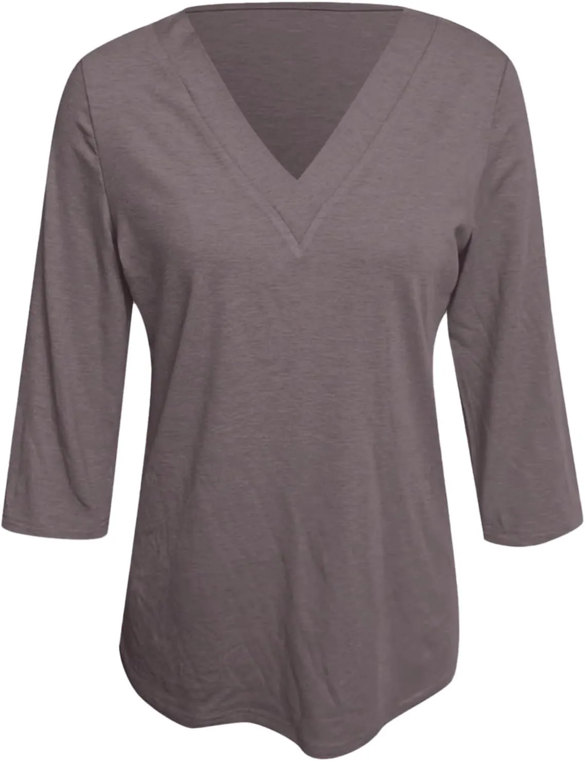 Women's V Neck 3/4 Sleeve Casual Tops Basic Solid Tees Loose Fit Summer Blouses Relaxed Tunic Shirts Daily Wear