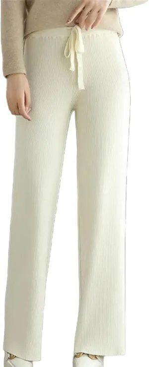 Women's Wool Knitted Pants Office Lady Simple High Waist Straights Trousers Cashmere Wool Thick Knitwear Pants