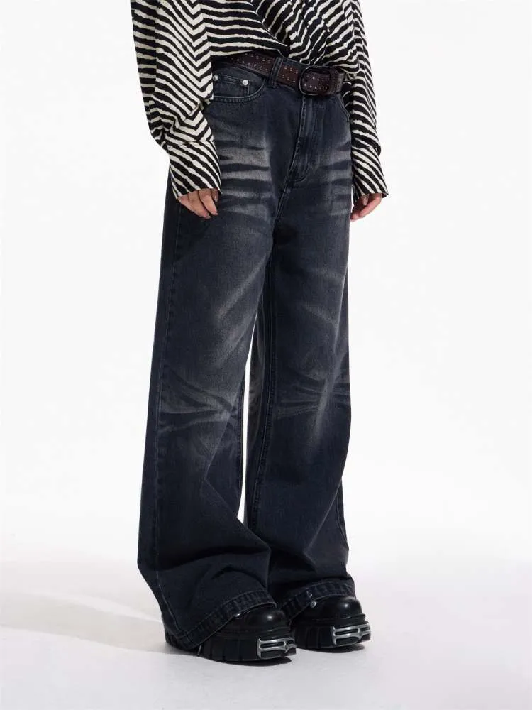 Wrinkle Processing Wide Washed Jeans【s0000006729】