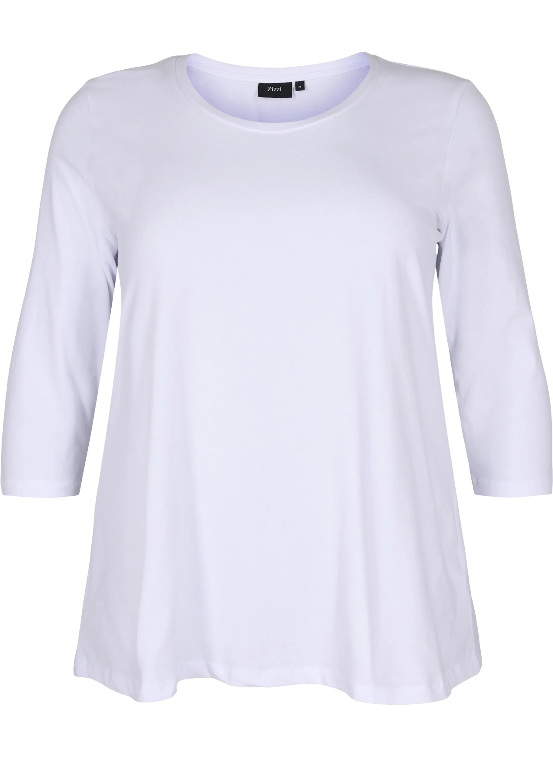 Zizzi Cotton 3/4 Sleeve Tee in White