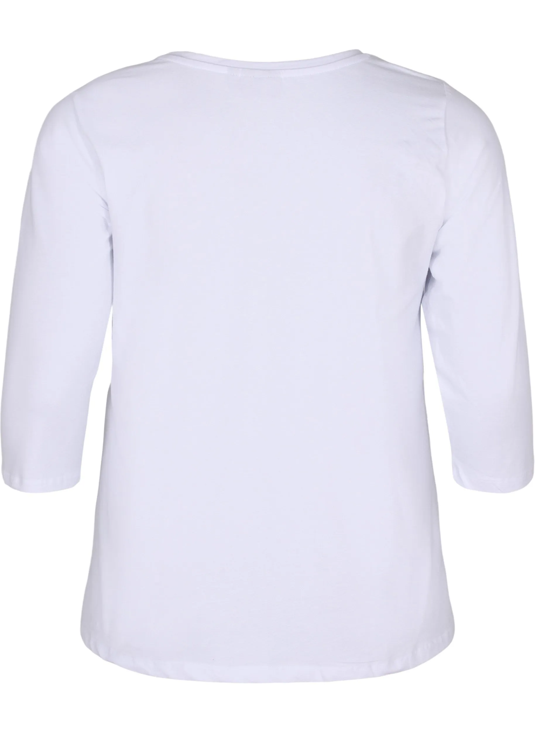 Zizzi Cotton 3/4 Sleeve Tee in White